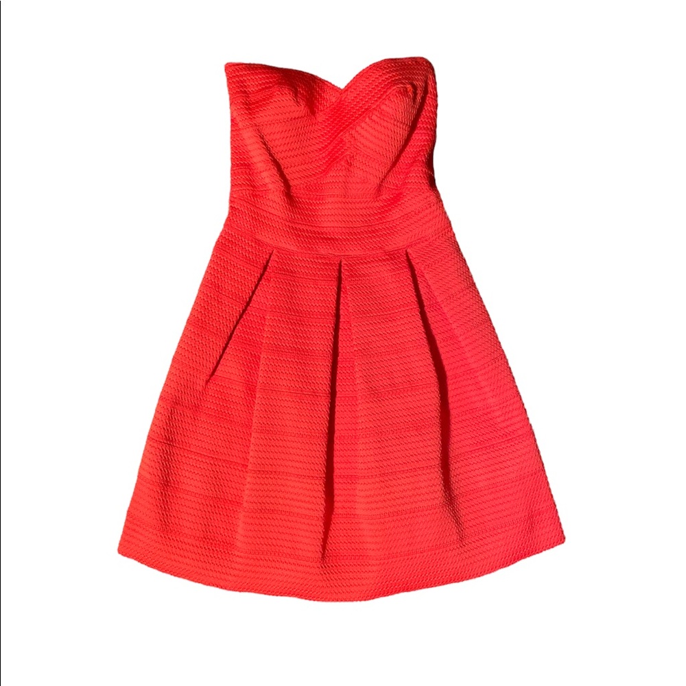Express sweetheart shaped strapless dress in bright orange size S